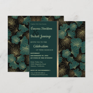 Elegant Foliage Wedding Invitation Kaart