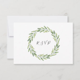 Elegant Foliage Wreath Floral Wedding RSVP Kaartje