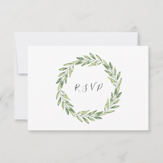 Elegant Foliage Wreath Floral Wedding RSVP Kaartje (Voorkant)