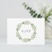 Elegant Foliage Wreath Floral Wedding RSVP Kaartje (Staand voorkant)