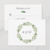 Elegant Foliage Wreath Floral Wedding RSVP Kaartje (Voorkant / Achterkant)