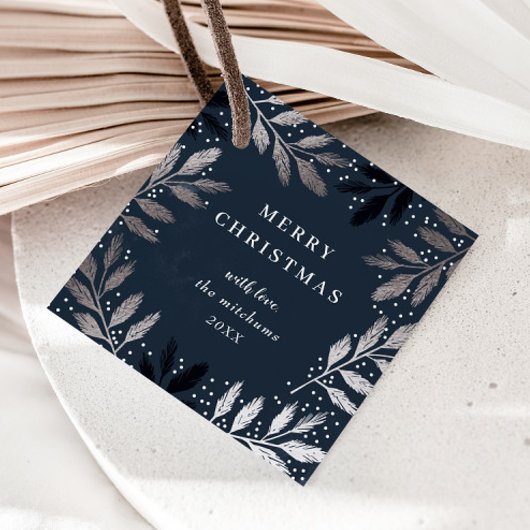 Elegant Folie Branches Merry Kerstfeestdag Bedankjes Labels