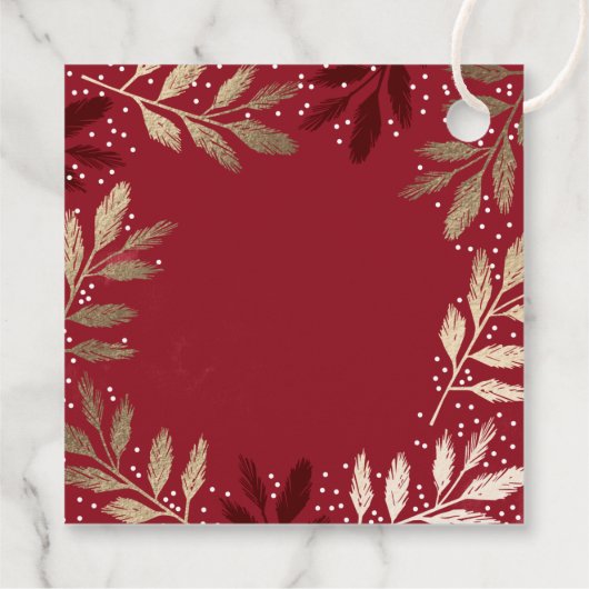 Elegant Folie Branches Merry Kerstfeestdag Bedankjes Labels (Achterkant)