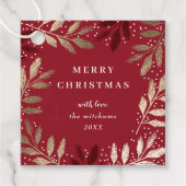 Elegant Folie Branches Merry Kerstfeestdag Bedankjes Labels (Voorkant)