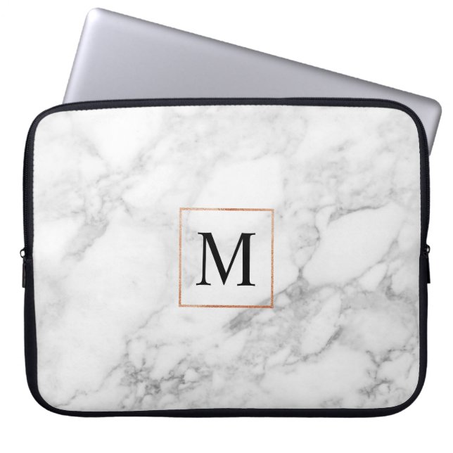 Elegant Folie- en randlaptophoes voor Marmer en Fa Laptop Sleeve (Voorkant)
