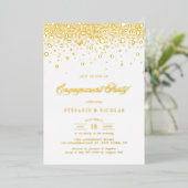 Elegant Folie gecomprimeerde Confetti Engagement P Folie Uitnodiging (Staand Voorkant)