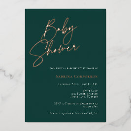 Elegant Folie Genderneutraal Baby shower | Groen Uitnodiging