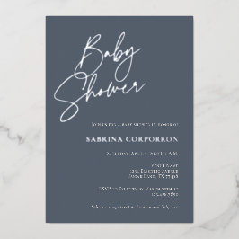 Elegant Folie Genderneutrale douche | Dusty Blue Folie Uitnodiging