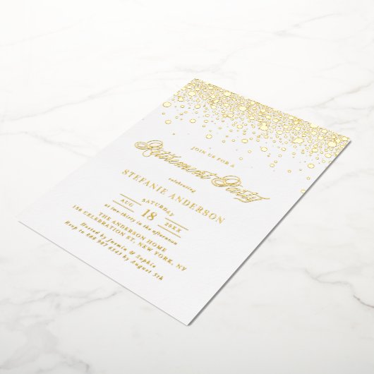 Elegant Folie geperste Confetti Folie Uitnodiging (Gedraaid)