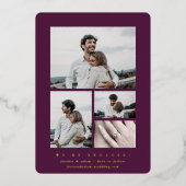 Elegant Folie Multi Photo Verloving Annountion Folie Uitnodiging (Voorkant)