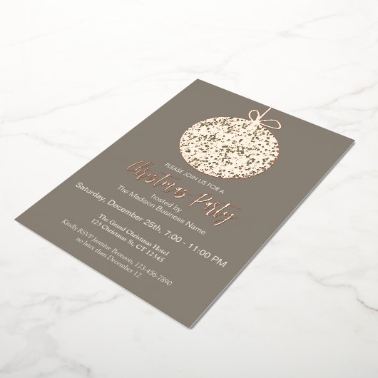 Elegant Folie Ornament Chrismas Party Uitnodiging (Gedraaid)