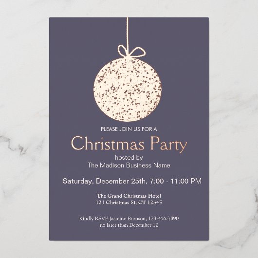 Elegant Folie Ornament Chrismas Party Uitnodiging (Voorkant)