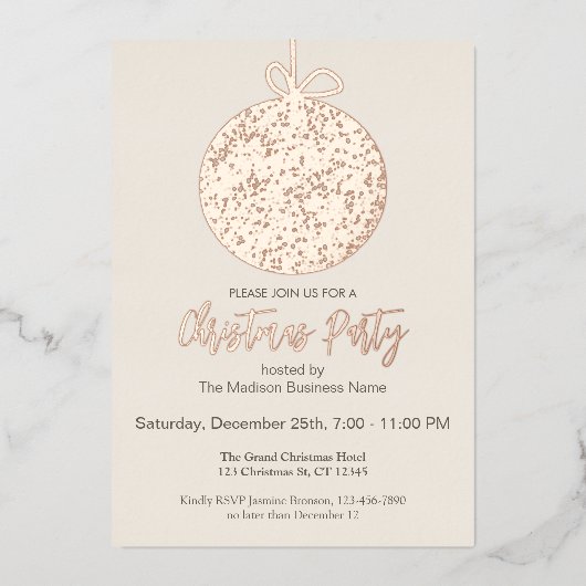 Elegant Folie Ornament Chrismas Party Uitnodiging (Voorkant)