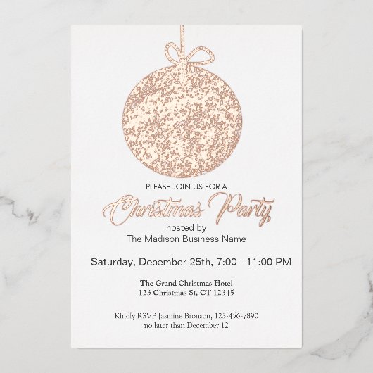 Elegant Folie Ornament kerstfeest uitnodiging (Voorkant)