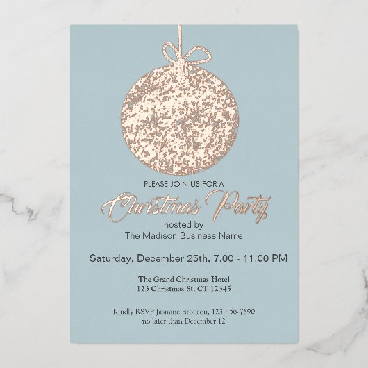 Elegant Folie Ornament kerstfeest uitnodiging (Voorkant)