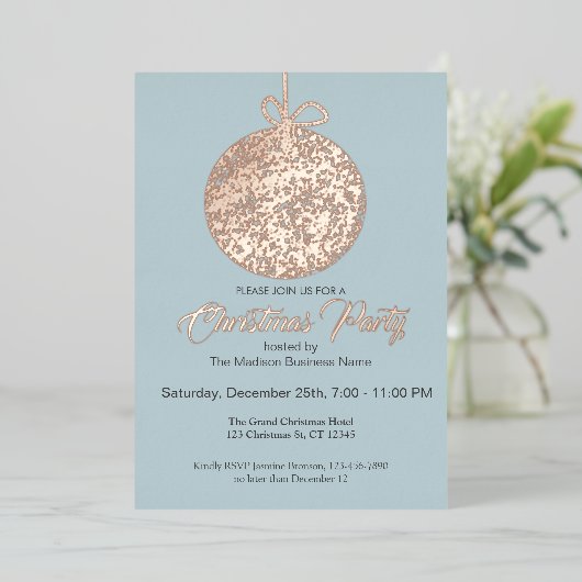 Elegant Folie Ornament kerstfeest uitnodiging (Staand Voorkant)