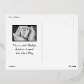 Elegant Folie Script Black & White Birth Briefkaar Folie Uitnodiging Briefkaart (Achterkant)