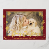 Elegant Folie Script Merry-kerstfoto Feestdagenkaart (Voorkant)