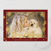 Elegant Folie Script Merry-kerstfoto Folie Feestdagenkaart (Voorkant)