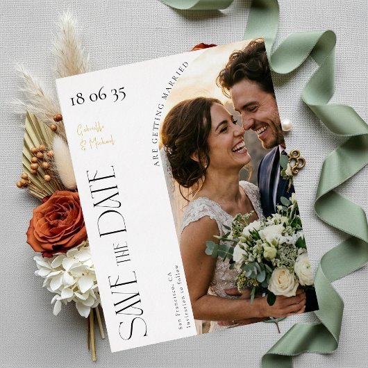 Elegant Folie Script Trouw Save The Date Feestdagen Briefkaart