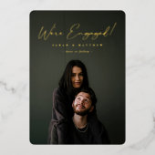 Elegant Folie Script Verloving Foto aankondiging (Voorkant)