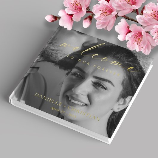 Elegant Folie Script Welkom op onze Forever Weddin Gastenboek