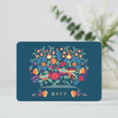 Elegant Folk Art Design RSVP-kaarten RSVP Kaartje (Staand voorkant)