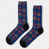 Elegant Folk Art Floral Rustic &  Navy Blue Sokken (Links)