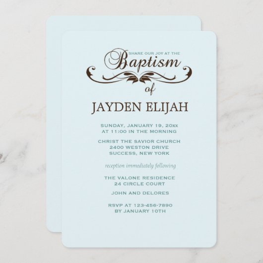 Elegant Font Baptisme Invitation Kaart (Voorkant / Achterkant)