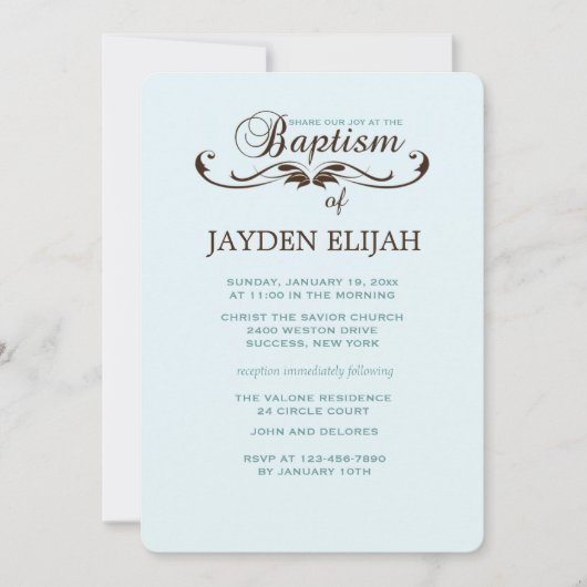 Elegant Font Baptisme Invitation Kaart (Voorkant)
