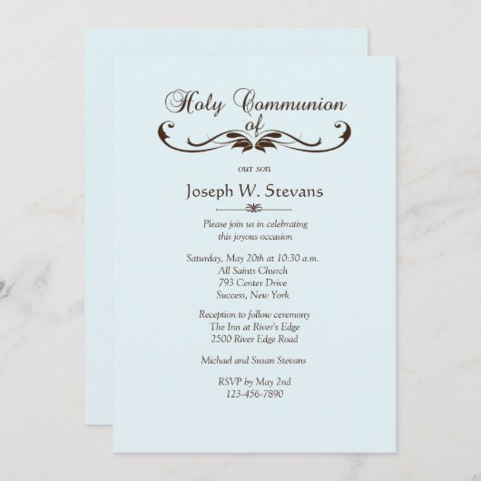 Elegant Font First Heilige Communauteit Uitnodigin Kaart (Voorkant / Achterkant)