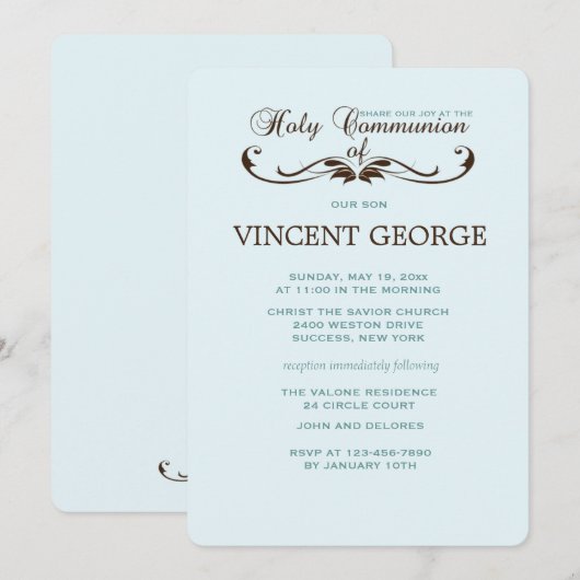 Elegant Font Heilige Communauteit Uitnodiging (Voorkant / Achterkant)