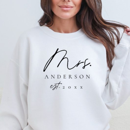 Elegant Font Mrs Pas getrouwd Custom Sweatshirt