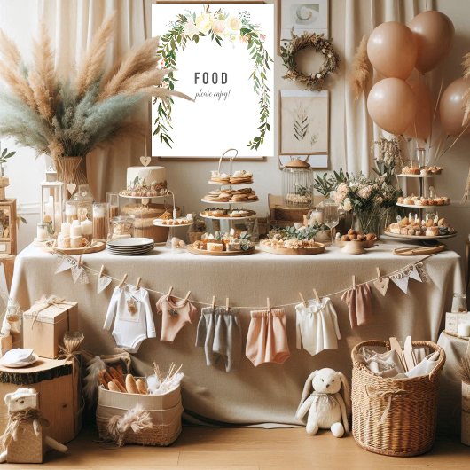 Elegant Food Table Roos Baby Sprinkle Shower Poster