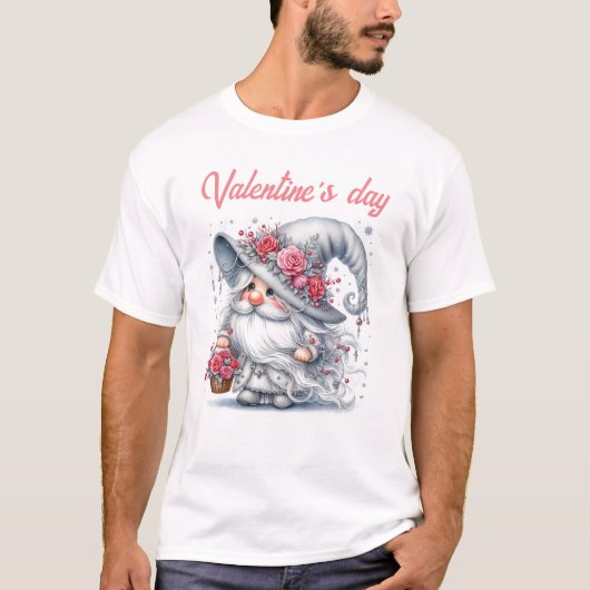 Elegant foraal mandje zilveren valentijn schattig t-shirt (Voorkant)
