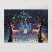 Elegant Forest Animals Christmas Postcard | Deer Feestdagenkaart (Voorkant)