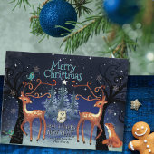 Elegant Forest Animals Christmas Postcard | Deer Feestdagenkaart