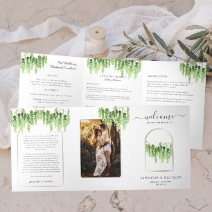 Elegant Forest Bossen Wedding   Tri-Fold Drieluik Programma
