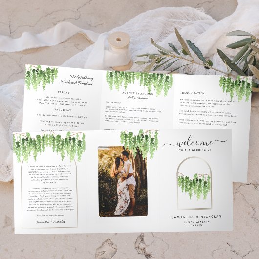Elegant Forest Bossen Wedding | Tri-Fold Drieluik Programma