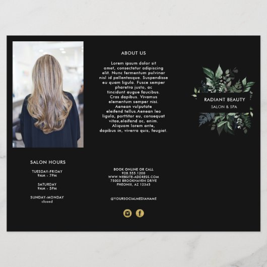 Elegant Forest Foliage Business — drievoudig broch (Voorkant)