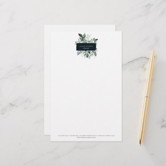 Elegant Forest Foliage Lijst Business Briefpapier (Voorkant / Achterkant in situ)