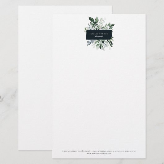 Elegant Forest Foliage Lijst Business Briefpapier (Voorkant / Achterkant)