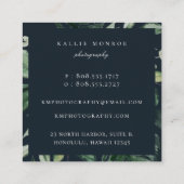 Elegant Forest Foliage Lijst Donkerblauw Vierkante Visitekaartje (Achterkant)