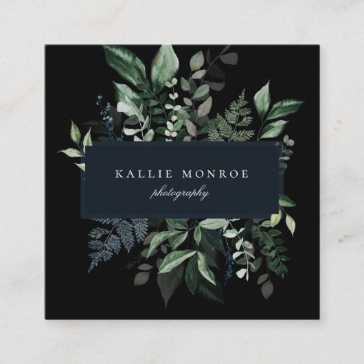 Elegant Forest Foliage Lijst Square Visitekaartje (Voorkant)