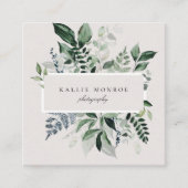 Elegant Forest Foliage Lijst Vierkante Visitekaartje (Voorkant)