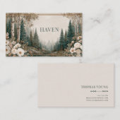 Elegant Forest Gold Frame Pine Birch Floral Visitekaartje (Voorkant / Achterkant)