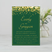 Elegant Forest Green and Gold Confetti Wedding Folie Uitnodiging (Staand Voorkant)