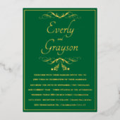 Elegant Forest Green and Gold Wedding Folie Uitnodiging (Voorkant)