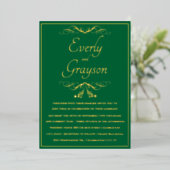Elegant Forest Green and Gold Wedding Folie Uitnodiging (Staand Voorkant)