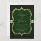 Elegant Forest Green and Gold Wedding Kaart (Voorkant)